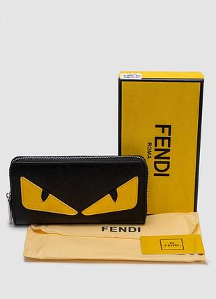 Гаманець фенді zip around black leather wallet fendi eyes