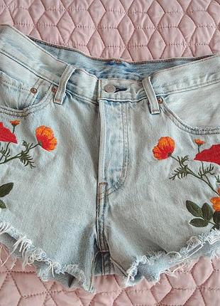 Шорти джинсовы з вишивкою levis оригінал