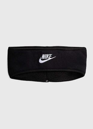 Чорна флісова пов'язка на голову nike