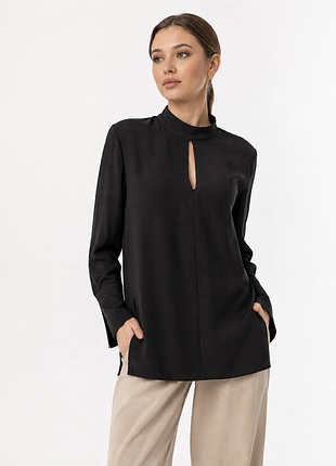 Блуза massimo dutti з вирізом, з розрізами, шовк