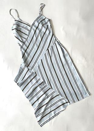Сукня літня міді river island xs-s (uk 8) світло-блакитна в смужки плаття асиметричне з оборкою