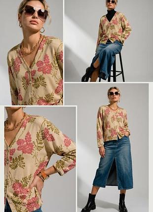 Кофта на пуговицах кардиган laura ashley в цветочный принт 100% шерсть