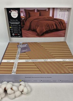 Постільна білизна cotton shine страйп-сатин 200x220 см kahverengi
