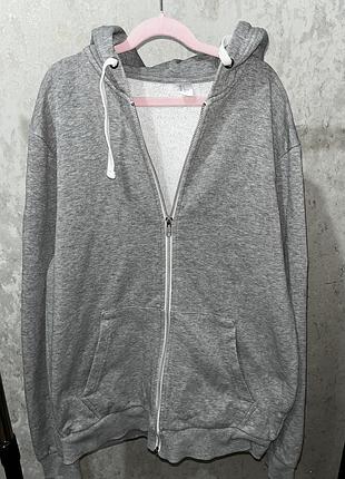 Базове сіре зіп-худі h&m / кофта на блискавці з капюшоном