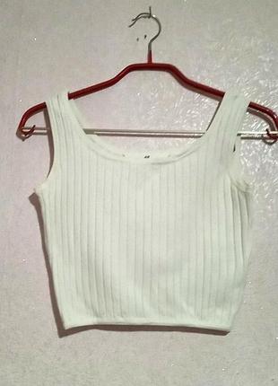 Білий топ у рубчик від h&m