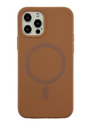 Чохол glow silicone case with magsafe для iphone 12/12 pro new brown