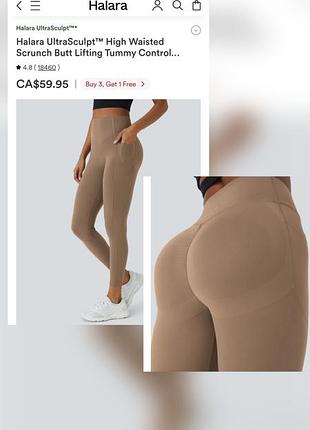 Спортивные моделирующие леггинсы с пуш ап эффектом halara sculpt