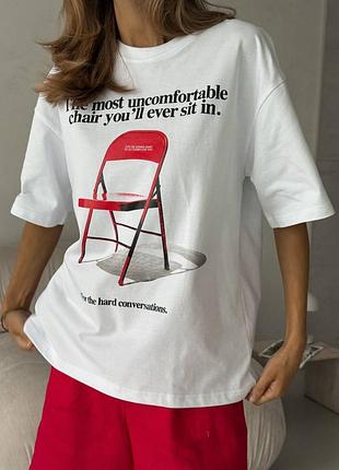 Футболка oversize с принтом стильная футболка oversize свободный крой обеспечивает комфортную посадку