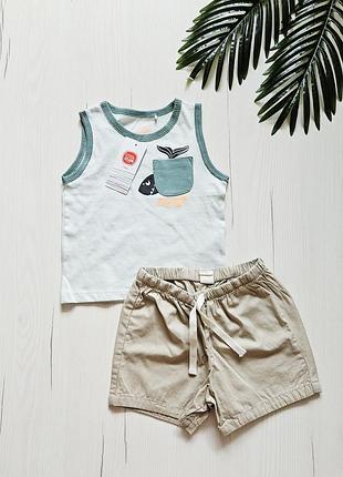 Костюм летний для мальчика 86см, польша, cool club, h&amp;m, 18-24месяцы, стильные комплекты для мальчика, яркие майка+шорты детские, хлопок