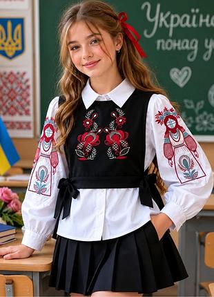 Шикарна трендова вишиванка-жилетка мотанка , сорочка з манішкою