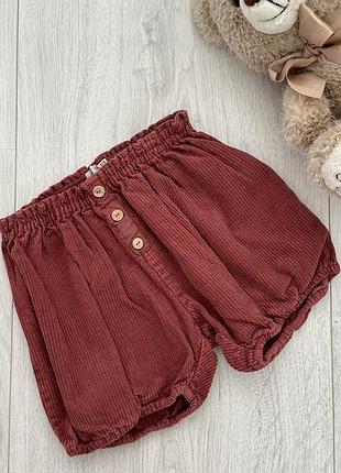 Модні дитячі вельветові шорти-блумери zara 2-4 роки