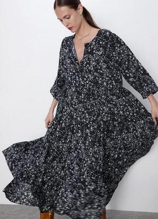 Ярусное платье миди zara