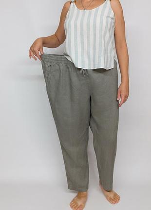Штаны льняные брюки свободные h&m, натуральный лен.