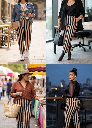 Эффектные брюки в полоску new look curves — ваша идеальная посадка и стиль. 50 размер.