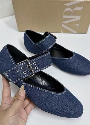 Балетки туфлі джинсові від zara