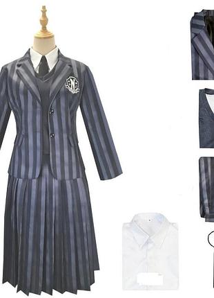 Дорослий костюм шкільна форма венсдей аддамс уенсів wednesday addams венсдей невермор-сплей. м