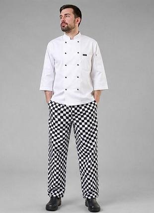 Поварские брюки sennys london l-xl 50-52 100% хлопок черно-белая клетка