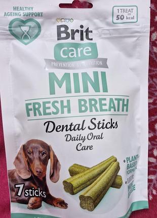 Функциональные лакомства brit care mini fresh breath для ухода за полостью рта собак малых пород. брит кеа дентал