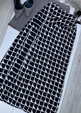 Літня міді спідниця zara l чорна спідниця з розрізом спідниця в геометричний принт спідниця пліссе зара