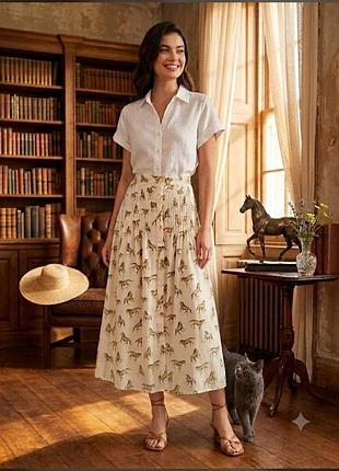 Рідкісна вінтажна спідниця topshop horse print button-through midi skirt, р. m (38) — колекційна серія!