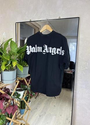 Футболка palm angels classic logo black оверсайз преміум-бавовна