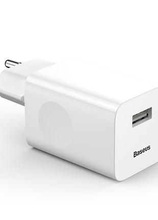 Сетевое зарядное устройство адаптер baseus for qi quick charge 1usb 2.4a qc 3.0 с функцией быстрой зарядки white