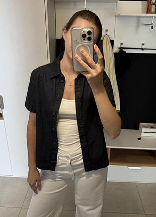 Джинсова сорочка zara з короткими рукавами