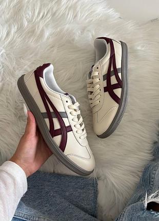 Кроссовки asics onitsuka tiger beige bordo leather арт 5083