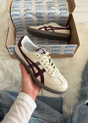Кроссовки asics onitsuka tiger beige bordo leather арт 5083