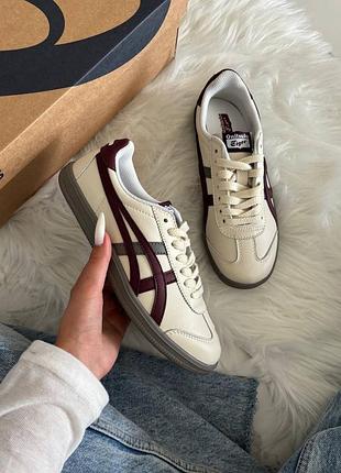 Кроссовки asics onitsuka tiger beige bordo leather арт 5083