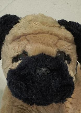 Vintage keel toys -колекційна  іграшка м'яка плюшева - песик мопс з ошийником - 22 см