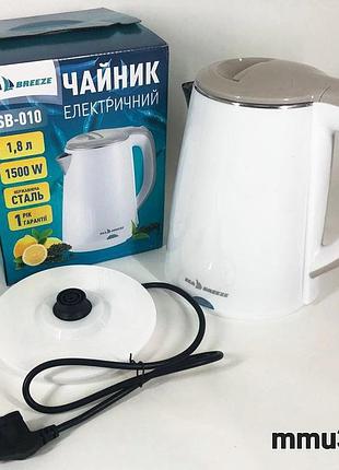 Электрочайник seabreeze sb-010 / 1,8 л / металлический, дисковый чайник, электронный чайник