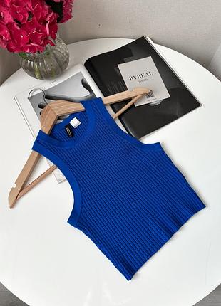 Синій топ в рубчик майка h&m