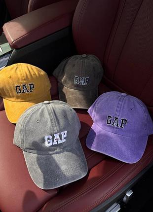 Кепка gap сіра фіолетова жовта брендова бейсболка геп вельветова