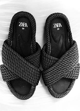 Плетені мотузкові шльопанці zara (сандалії бохо) — розмір 39