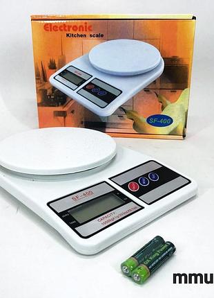 Весы кухонные электронные domotec sf-400 с lcd-дисплеем, белые, до 10 кг