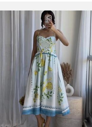 Сарафан zara в актуальний принт лимони