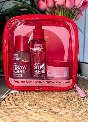 Дорожній набір із 3 предметів straw berry shimmer victorias secret