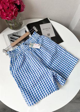 Блакитні бавовняні шорти в квітнику котон primark