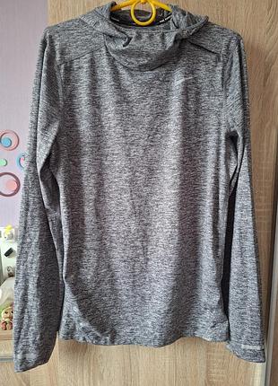 Сіра спортивна бігова кофта лонгслів nike running dri-fit розмір s