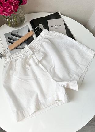 Білі легкі домашні шорти льон бавовна h&m