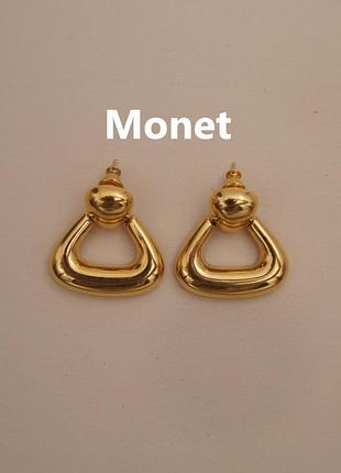 Серьги пусеты винтаж monet door knocker дверной молоток под золото