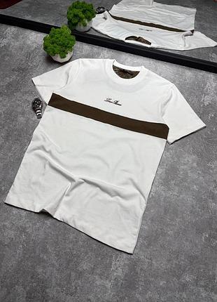 Чоловіча футболка loro piana біла вишитий лого