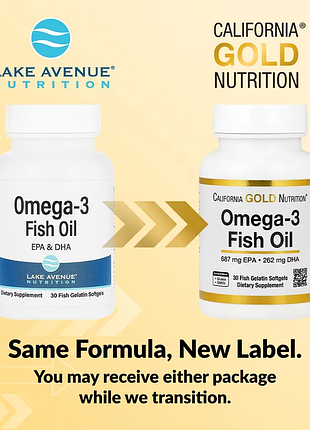 California gold nutrition, рыбий жир из омега-3, 30 капсул из рыбьего желатина (1250 мг в капсуле)
