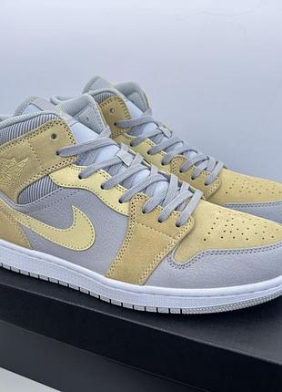Кросівки кеди високі nike air jordan 1 mid tan yellow da4666-001