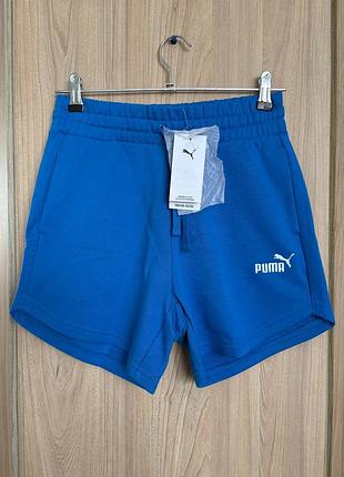 Шорты женские трикотажные оригинал puma синие размеры s, m с боковыми карманами и шнурком на талии