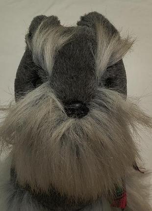Vintage -douglas cuddle toys fritz - собака- м'яка іграшка сіро-чорний шнауцер- рідкісна , колекційна - 30 х40 см