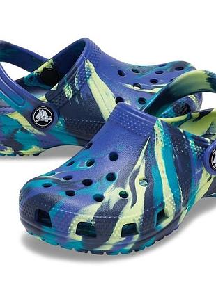 Crocs сабо детские подростковые classic marbled kids clog