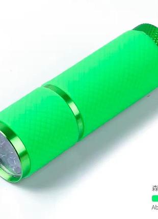 Uv/led ліхтарик для манікюру без бренду миттєва фіксація гелю 9 світлодіодів 9 вт 4,5 в працює від батарейок салатовий