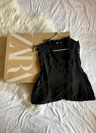 Топ блуза zara в горошок в бохо стилі на ґудзиках